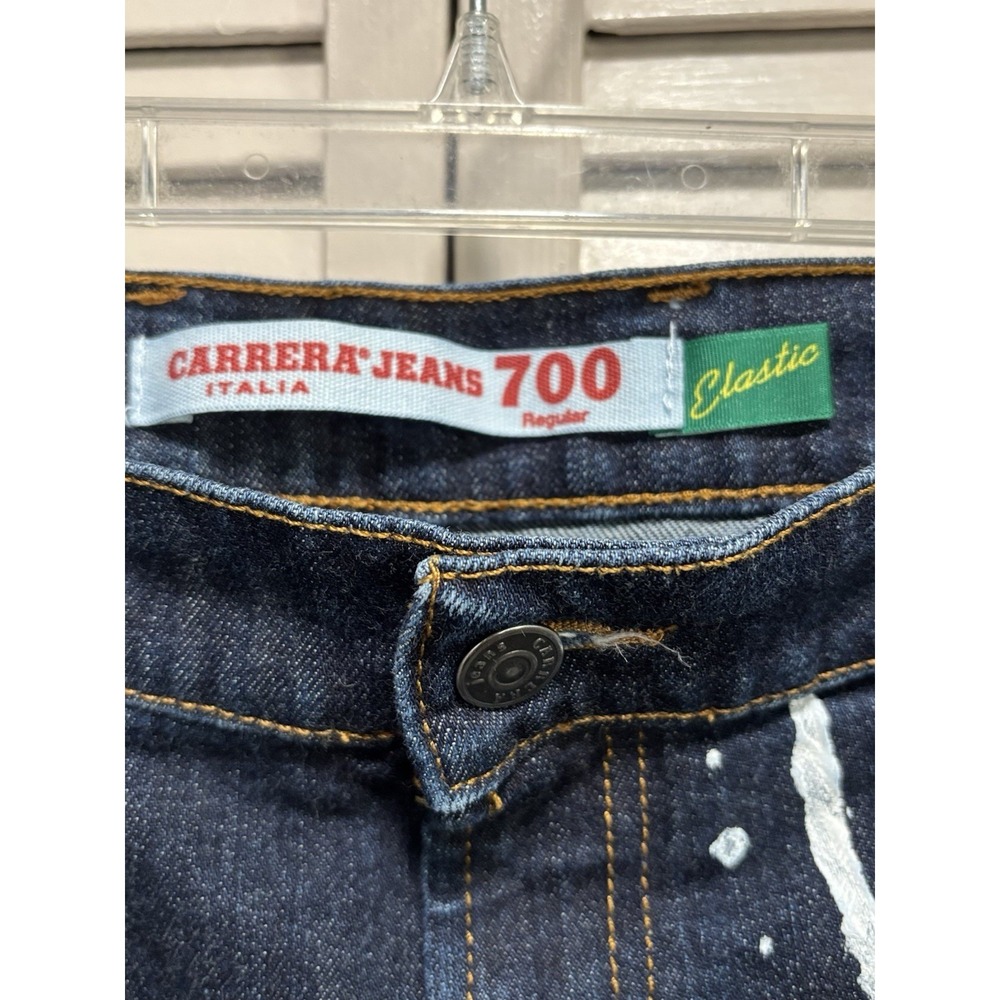 Carrera Jeans 700 Dark Wash Denim Bermuda Shorts Mid Rise Size 40 Hand Painted - Picture 5 of 11